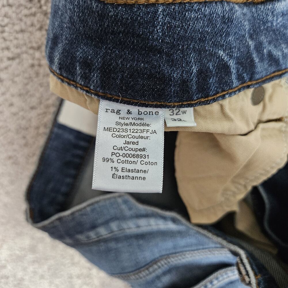 Rag & Bone Jeans Mens 32X32 Blue Fit 2 Slim Jared Minimalist Honeycomb Casual - Picture 4 of 11